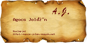 Agocs Jolán névjegykártya