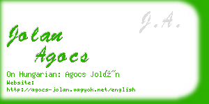 jolan agocs business card